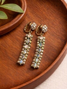 Vintage Signed Sherman AB Dangle Clip-On Earrings